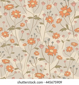 Seamless pattern with color bouquets of tender flowers