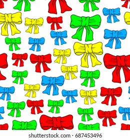 Seamless pattern of the color bow knots