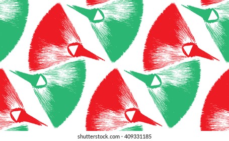 Seamless Pattern with Color Brush Bristle Hair on White. Red Green Texture. Vector Illustration.