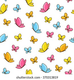 Seamless pattern with color butterflies