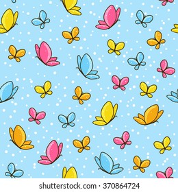 Seamless pattern with color butterflies