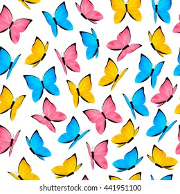 Seamless pattern with color butterflies