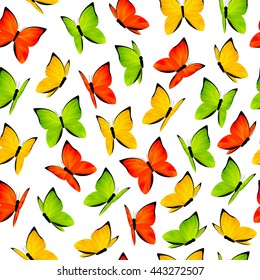 Seamless pattern with color butterflies