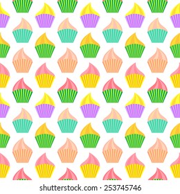 Seamless pattern with color cakes on a white background