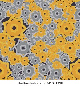 Seamless pattern. Color careless seven-sided figures. Funny camouflage.