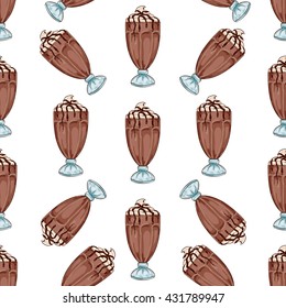 Seamless pattern color chocolate milkshake sketch