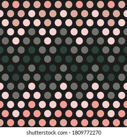 Seamless pattern with color circle, chevron of colorful dots. Abstract geometry print in retro style. Stock illustration for web, print, background, wallpaper, textile, scrapbooking, wrapping paper 