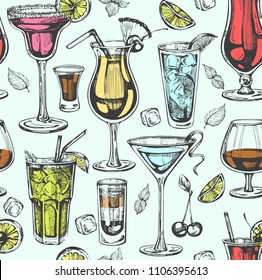 Seamless pattern with color cocktails