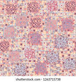 Seamless pattern. Color composition of the pillow elements. Background from a convex lattice.