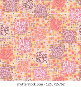 Seamless pattern. Color composition of the pillow elements. Background from a convex lattice.