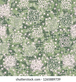 Seamless pattern. Color composition of the pillow elements. Background consisting of lines and brush strokes.