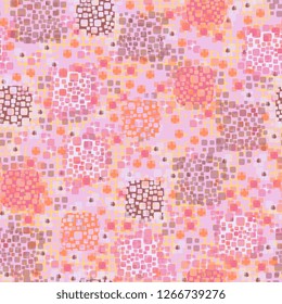 Seamless pattern. Color composition of the pillow elements. Background consisting of circular brush strokes and squares.
