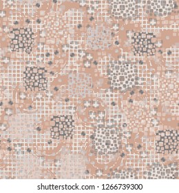 Seamless pattern. Color composition of the pillow elements. Background consisting of circular brush strokes and squares.
