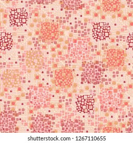 Seamless pattern. Color composition of the pillow elements. Background consisting of pseudo-relief wavy lines.