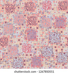 Seamless pattern. Color composition of the pillow elements. Background consisting of stars and circles.