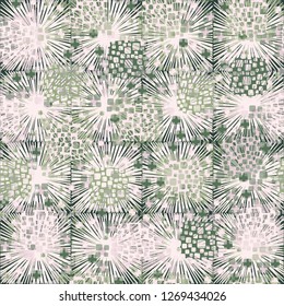 Seamless pattern. Color composition of the pillow elements. Background consisting of square suns.