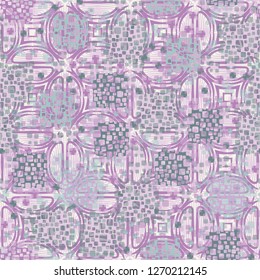 Seamless pattern. Color composition of the pillow elements. Background consisting of intersecting ornaments.