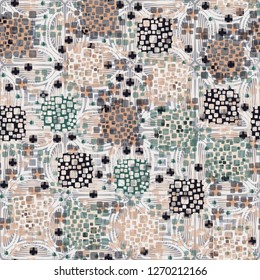 Seamless pattern. Color composition of the pillow elements. Background consisting of intersecting ornaments.