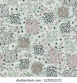 Seamless pattern. Color composition of the pillow elements. Background consisting of intersecting ornaments.