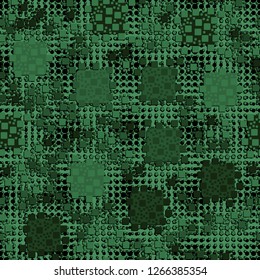 Seamless pattern. Color composition of squares. Background consisting of circles and stars. Suitable for decoration of children's clothes and interiors.