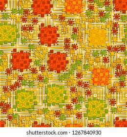 Seamless pattern. Color composition of squares. Background consisting of careless concentric squares. Suitable for decoration of children's clothes and interiors.