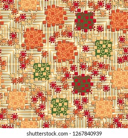 Seamless pattern. Color composition of squares. Background consisting of careless concentric squares. Suitable for decoration of children's clothes and interiors.
