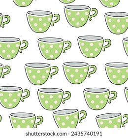 seamless pattern color cup in flat style in vector. template for background, wallpaper, wrapping, print, fabric