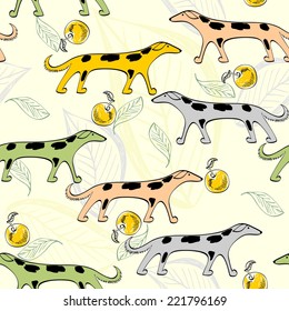 seamless pattern with color dogs. Vector illustration