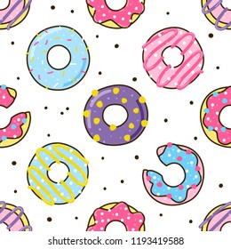 Seamless pattern with color donuts