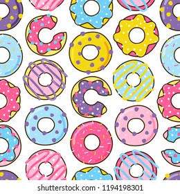 Seamless pattern with color donuts
