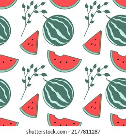 Seamless pattern color drawings of summer sweets - watermelon