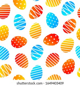 Seamless pattern with color Easter eggs isolated on white