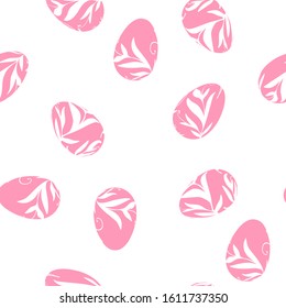 Seamless pattern with color Easter floral ornament eggs. Pysanka. Hand drawn vector stock illustration. Happy Easter concept.  Design for web page, textures, card, poster, fabric, textile.
