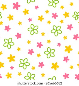 Seamless pattern with color flowers