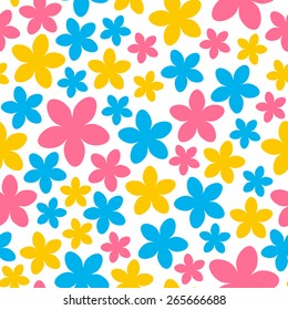 Seamless pattern with color flowers