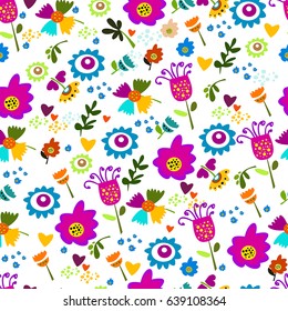 Seamless pattern of the color flowers