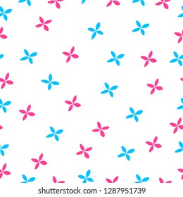 Seamless pattern with color flowers on a white background. Vector illustration