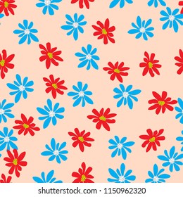 Seamless pattern with color flowers. Vector illustration.