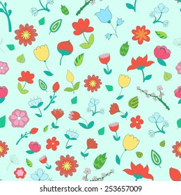 Seamless pattern color flowers vector illustration