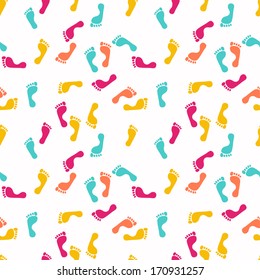 Seamless pattern with color footprints. Vector illustration