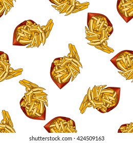 seamless pattern color french fries