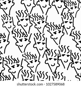 seamless pattern with color funny faces