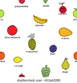  seamless pattern color graphic Hand drawn fruits
