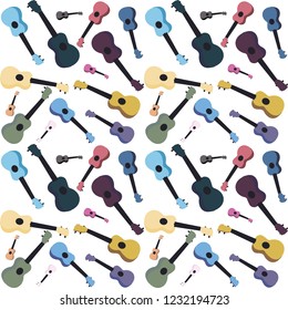 Seamless pattern with color guitars