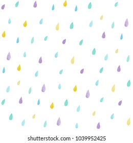 Seamless pattern with color hand drawn drops