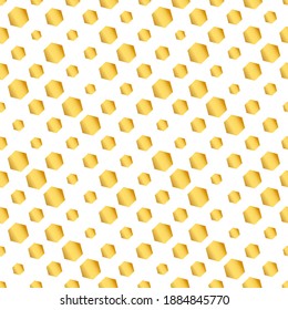 Patrón sin brillo con formas de peine de miel en color sobre fondo blanco. Textura de plantilla para invitación, afiche, tarjeta, banner, anuncios y otros. Ilustración vectorial.