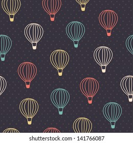 Seamless pattern with color hot air balloons. Vector illustration