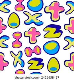 seamless pattern with color icon abstract shape in vector. template for background wallpaper, wrapping, textile in flat style