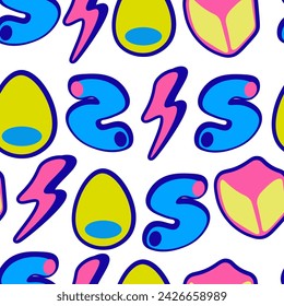 seamless pattern with color icon abstract shape in vector. template for background wallpaper, wrapping, textile in flat style