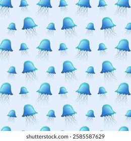 Seamless pattern color jellyfish. Flat style. For T-shirt and apparel designs, branding and logos, posters and wall art, book and album covers.